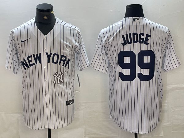 Men New York Yankees #99 Judge White Stripe Game Nike 2024 MLB Jersey style 2->new york yankees->MLB Jersey